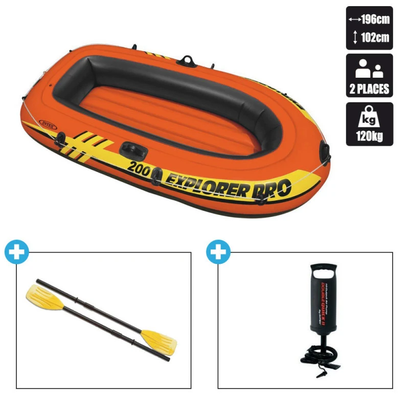 BATEAU GONFLABLE INTEX EXPLORER PRO 200 + 2 RAMES + GONFLEUR 4 BATEAU GONFLABLE INTEX EXPLORER PRO 200 + 2 RAMES + GONFLEUR – Image 2