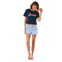 T-SHIRT RIP CURL GOLDEN STATE CROP BLEU MARINE FEMME -Railblaza Soldes Boutique t shirt rip curl golden state crop bleu marine femme 4